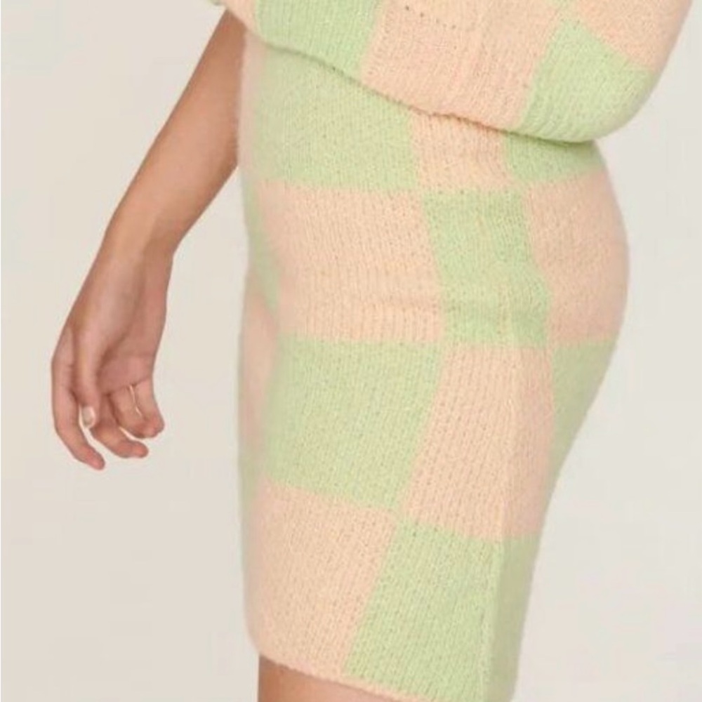 STINE GOYA Adria Checker Knit Mini Skirt in Mint Size M - Picture 2 of 7
